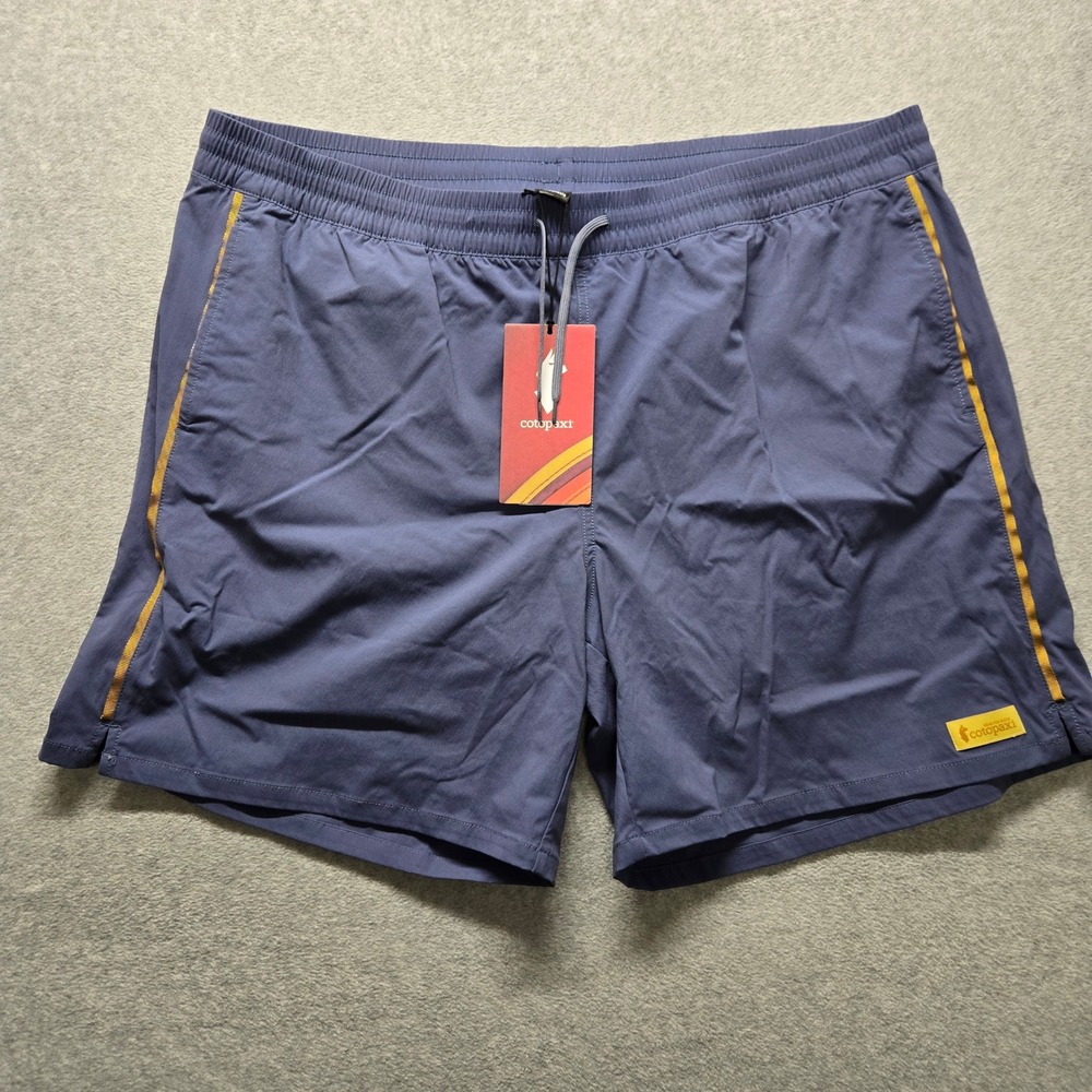 Cotopaxi Veza Adventure Shorts Mens Blue Grey Yellow Active Hiking 7in Inseam XL